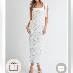 Shoulder Tie Floral Midi Dress